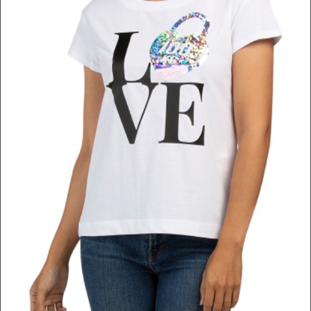 NWT Love Moschino white cotton t w/hologram & logo
